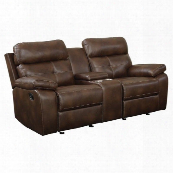 Coaster Damiano Faux Leather Motion Glider Reclining Loveseat In Brown