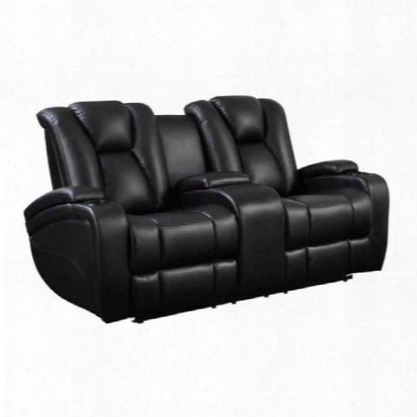 Coaster Delange Faux Leather Power Reclining Loveseat In Black