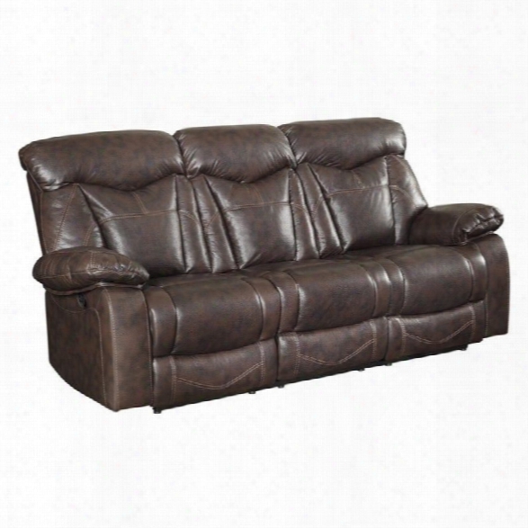 Coaster Zimmerman Faux Leather Motion Reclining Sofa In Dark Brown