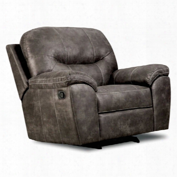 Furniture Of A Merica Cecili Faux Leather Recliner In Charcoal Gray