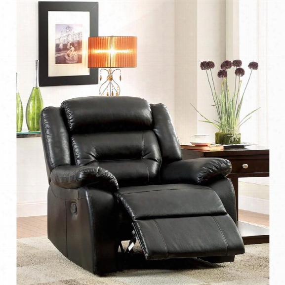 Furniture Of America Elijah Leather Tufted Recliner In Black