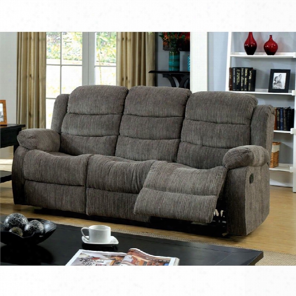 Furniture Of America Enrique Fabric Reclining Sofa In Gray