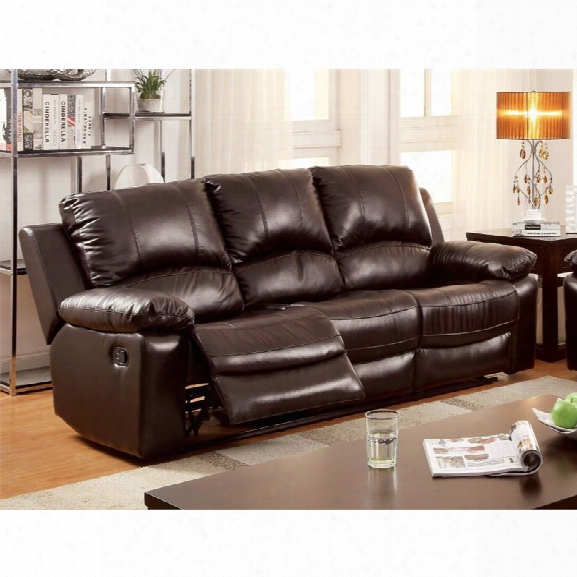 Furniture Of America Gegorian Leather Reclining Sofa In Brown