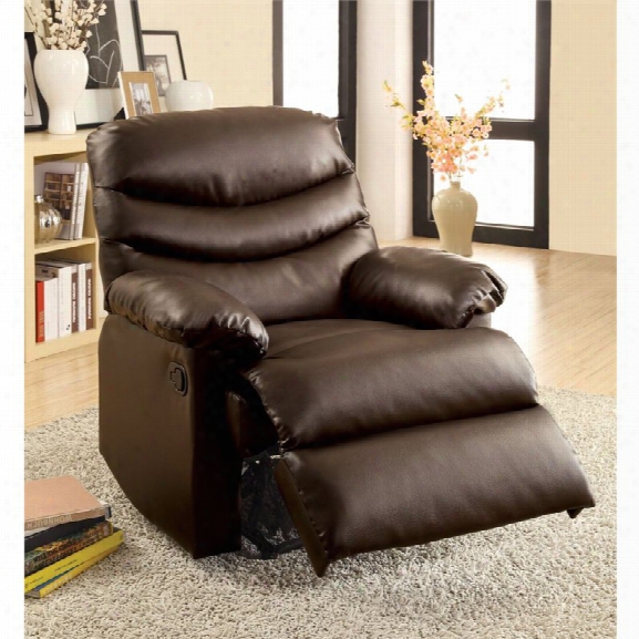 Furniture Of America Helena Plush Bonded Leather Recliner In Brown