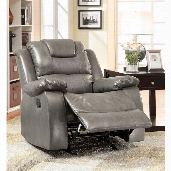 Furniture Of America Luanne Leather Recliner In Gray