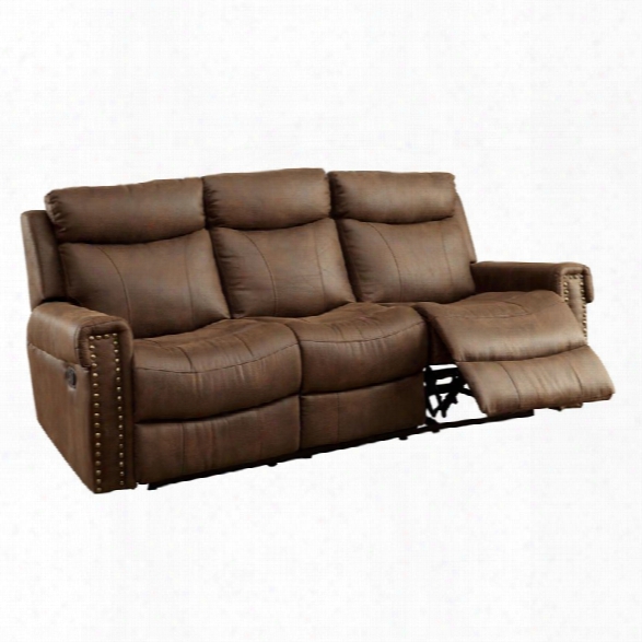 Furniture Of America Malm Fabric Reclining Sofa In Brown