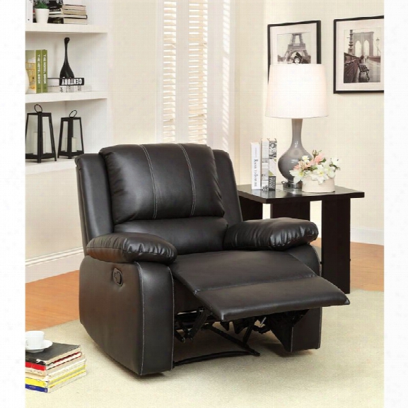 Furniture Of America Maroney Leather Recliner In Black