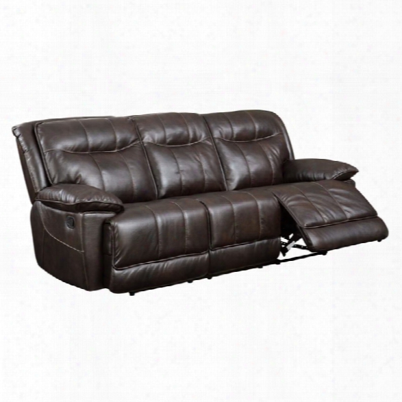 Furniture Of America Schaffer Leather Reclining Sofa In Brown