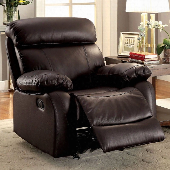 Furniture Of America Slade Leather Recliner In Brown