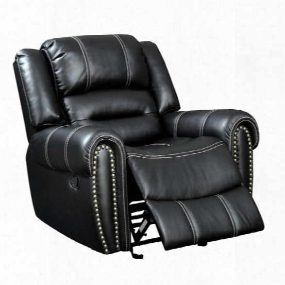 Furniture Of America Stinson Faux Leather Recliner In Black