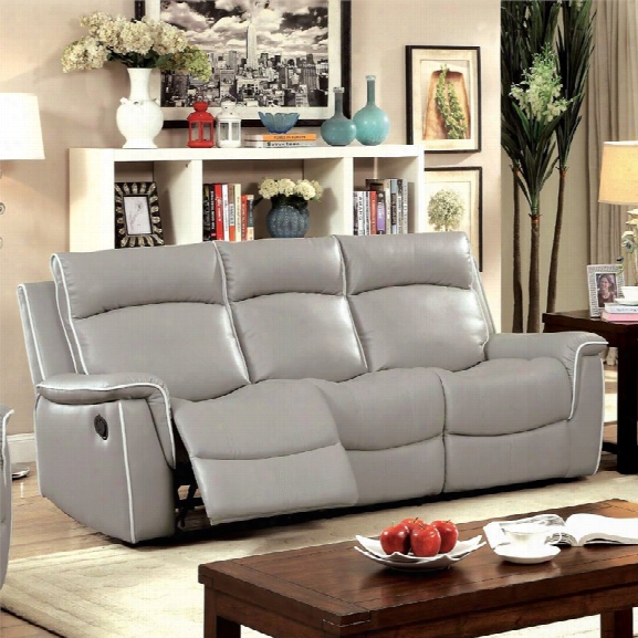 Furniture Of America Valda Reclining Sofa In Light Gray