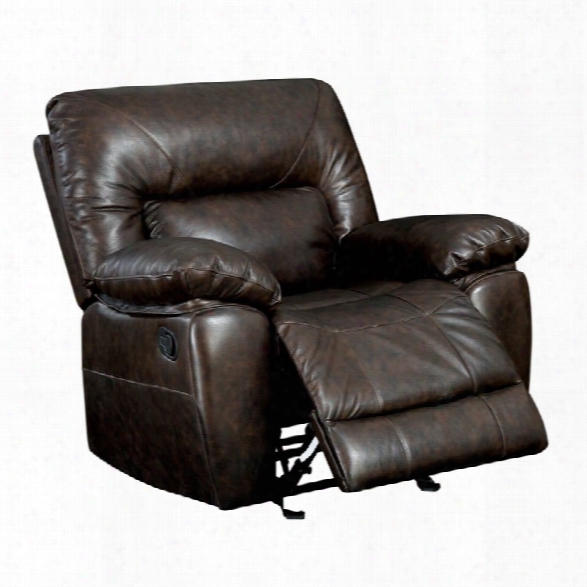 Furniture Of America Viggo Leather Glider Recliner In Camel Brown