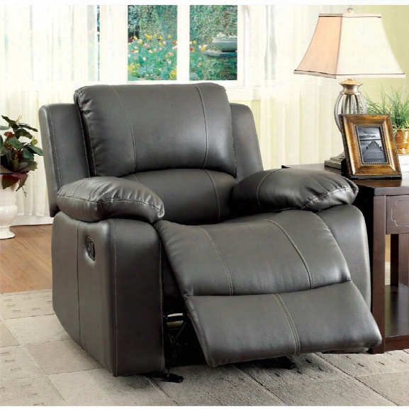 Furniture Of America Walin Leather Glider Recliner In Gray