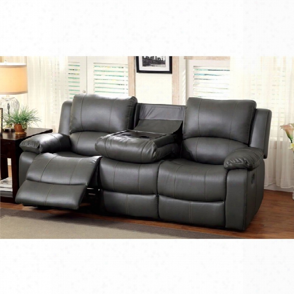 Furniture Of America Walin Leather Reclining Sofa In Gray