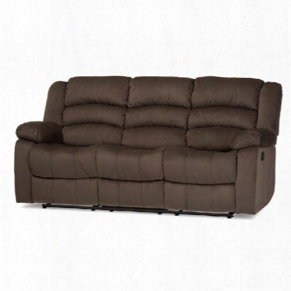 Hollace Microsuede Reclining Sofa In Taupe