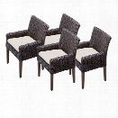 TKC Venice Wicker Patio Arm Dining Chairs in Beige (Set of 4)