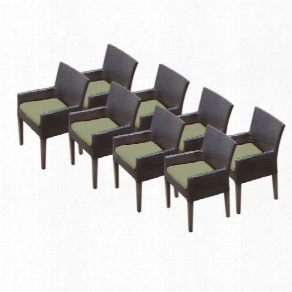 Tkc Napa Wicker Patio Arm Dining Chairs In Cilantro (set Of 8)