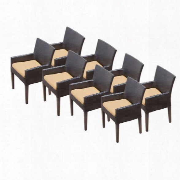 Tkc Napa Wicker Patio Arm Dining Chairs In Sesame (set Of 8)