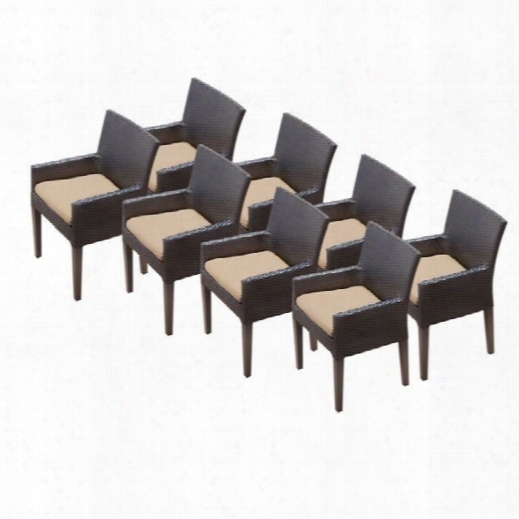 Tkc Napa Wicker Patio Equip Dining Chairs In Wheat (set Of 8)