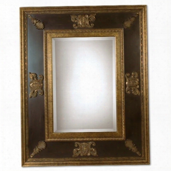 Uttermost Cadence Mirror In Antique Gold With Black Distressed Panel