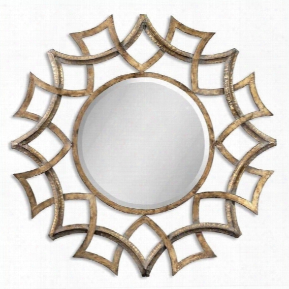 Uttermost Demarco Round Mirror In Antique Gold