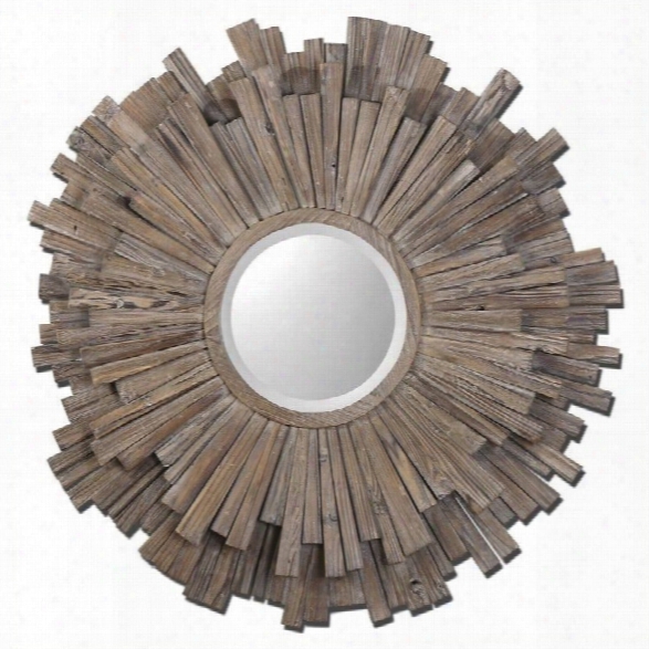 Uttermost Vermundo Mirror In Light Walnut Stained Wood