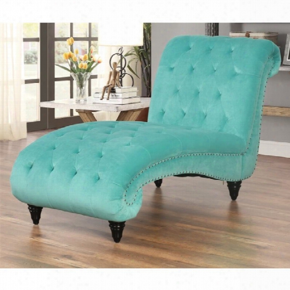 Abbyson Living Oakley Tufted Velvet Chaise In Aqua