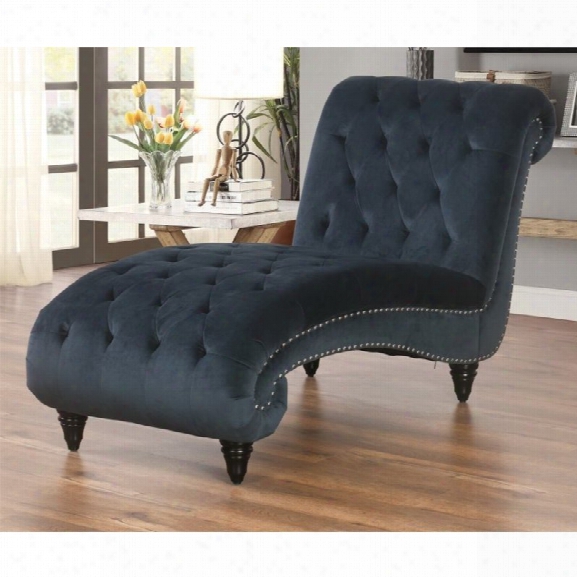 Abbyson Living Oakley Tufted Velvet Chaise In Navy