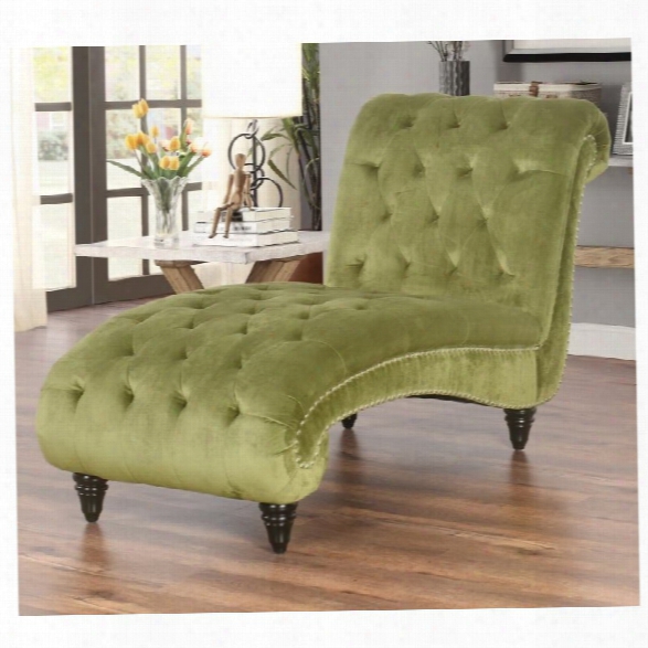 Abbyson Living Oakley Tufted Velvet Chaise In Olive