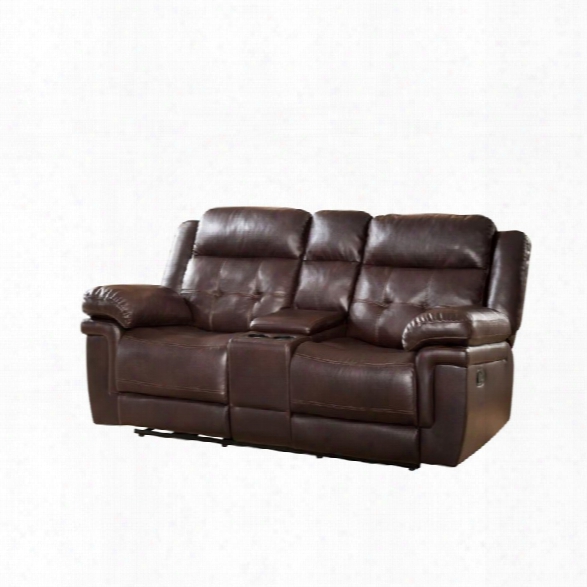 Abbyson Living Reclining Loveseat With Console In Brown