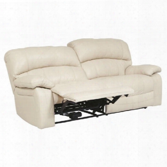 Ashley Damacio Leather 2 Seat Power Reclining Sofa In Cream