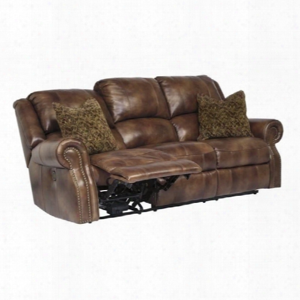 Ashley Furniture Walworth Leather Reclining Sofa In Auburn