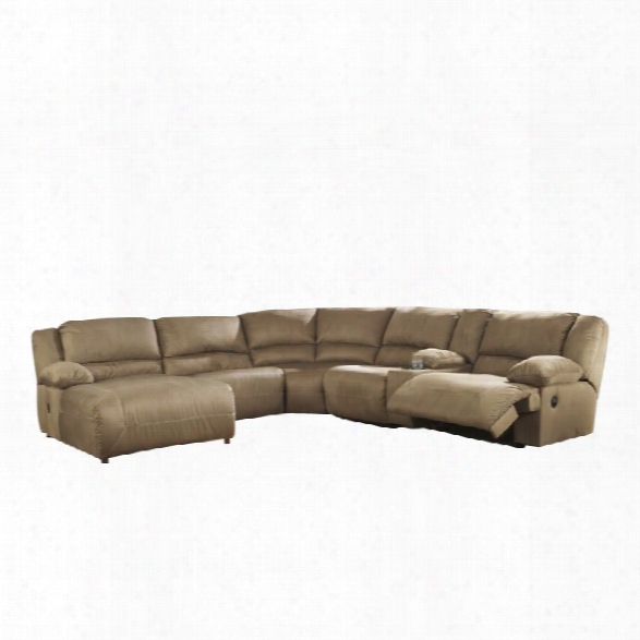 Ashley Hogan 6 Piece Reclining Right Facing Sectional In Mocha