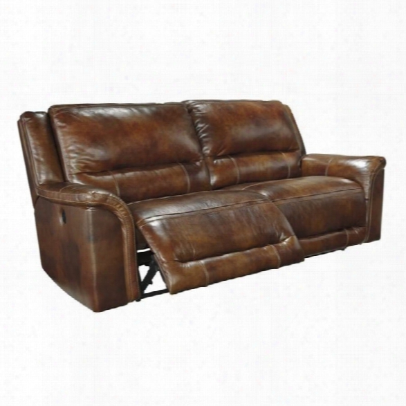 Ashley Jayron Leather 2 Seat Power Reclining Sofa In Harness