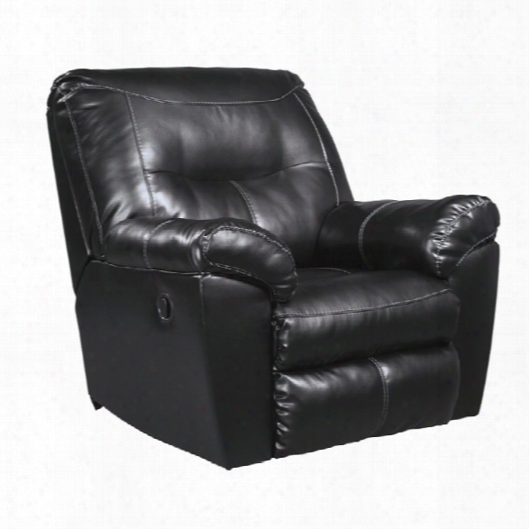 Ashley Kilzer Durablend Leather Rocker Recliner In Black