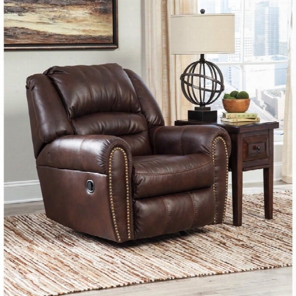 Ashley Manzanola Faux Leather Rocker Recliner In Chocolate