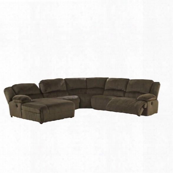 Ashley Toletta 5 Piece Right Facing Reclining Sectional In Chocolate