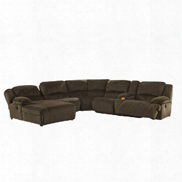 Ashley Toletta 6 Piece Right Facing Reclining Sectional In Chocolate