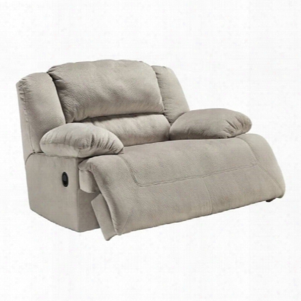 Ashley Toletts Fabric Wide Seat Power Recliner In Granite