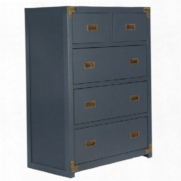 Baby Knightly Wyatt 5 Drawer Chest In Graphite Blue