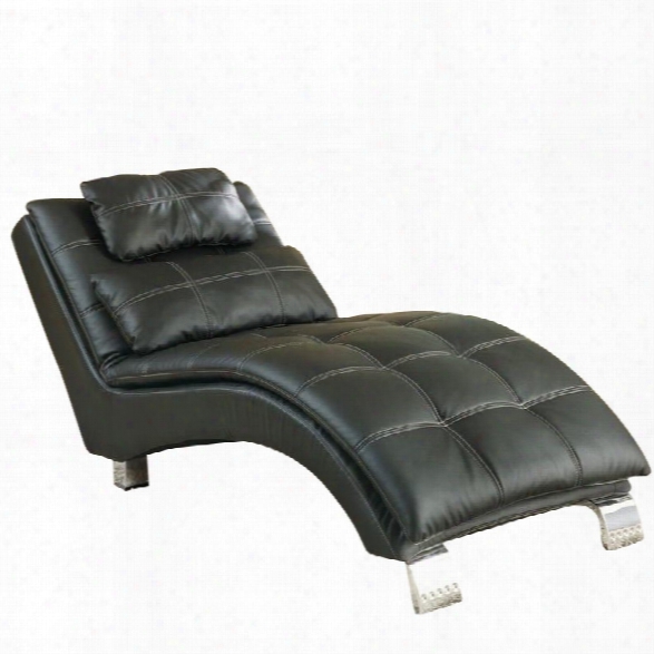 Coaster Casual And Contemporary Living Room Leather Chaise In Black