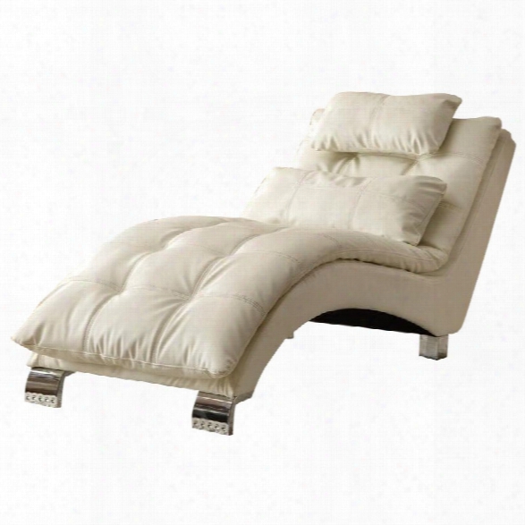Coaster Casual And Contemporary Living Room Leather Chaise In White