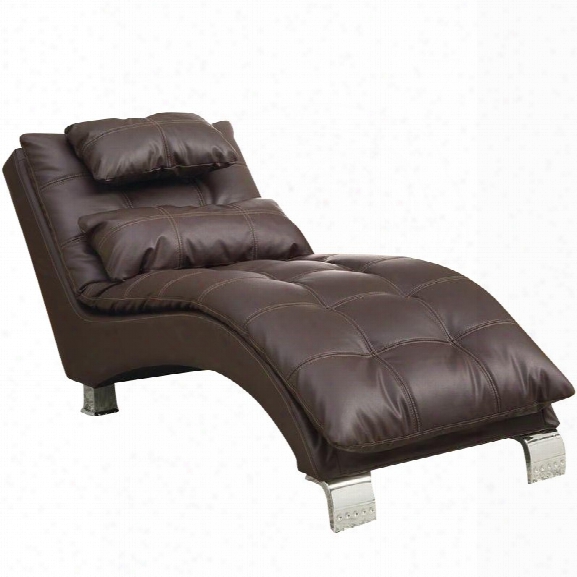 Coaster Faux Leather Chaise In Brown