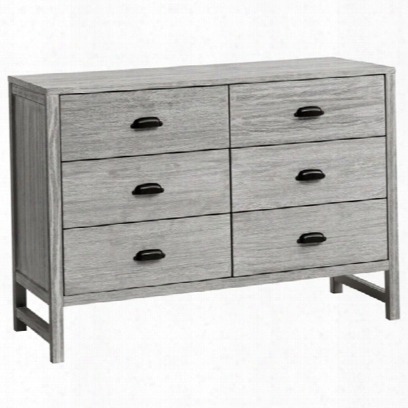 Davinci Fairway 6 Drawer Double Dresser In Rustic Gray