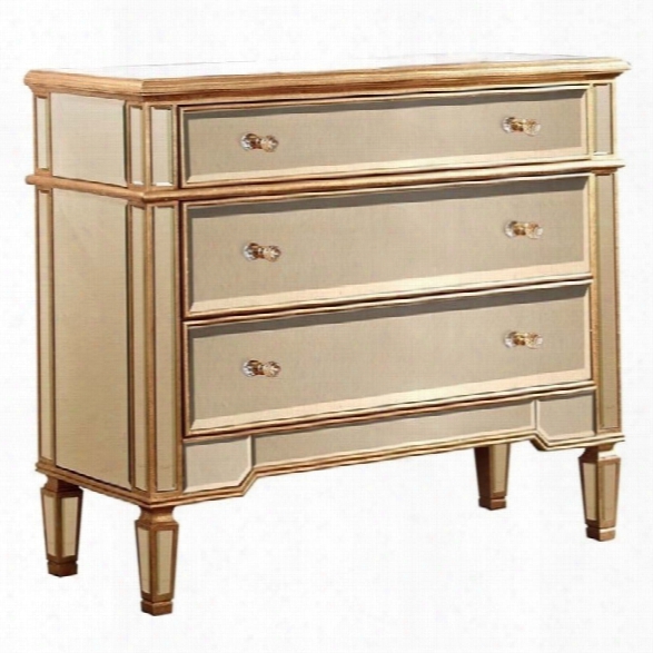 Elegant Lighting Florentine 3 Drawer Mirrored Chest In Clear And Gold