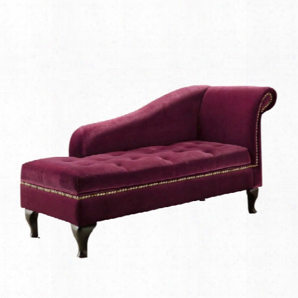 Furniture Of America Demetria Tufted Storage Chaise Lounge In Red