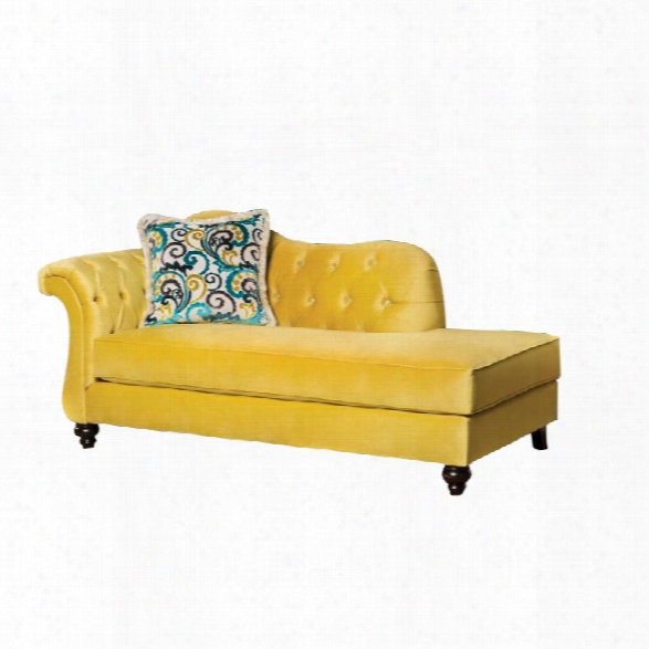 Furniture Of America Dupre Tufted Velvet Chaise Lounge In Royal Yellow