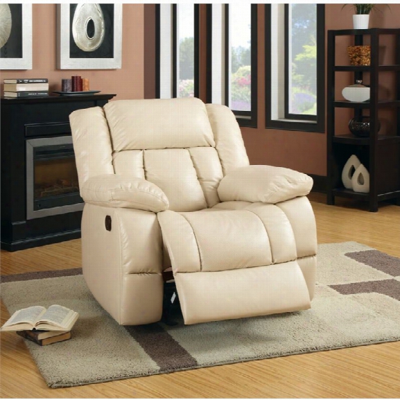 Furniture Of America Frey Leather Glider Recliner In Ivory