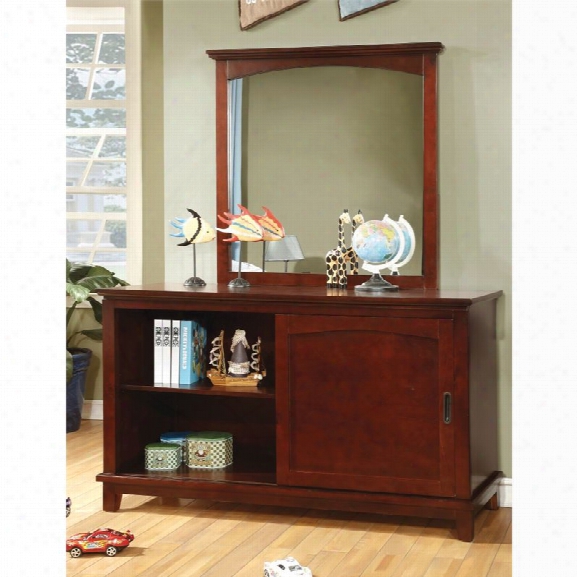 Furniture Of America Hailey 3 Drawer Dresser And Mirror Set In Cherry