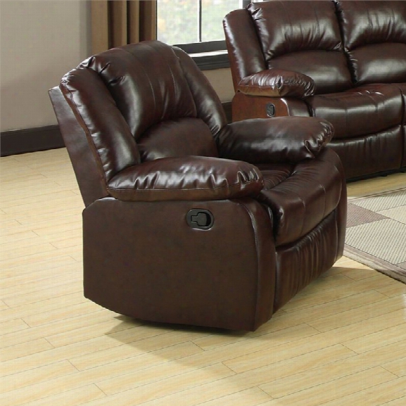 Furniture Of America Jailene Bonded Leather Recliner In Brown